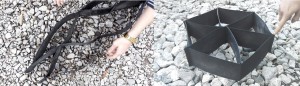 Старая расползающаяся и новая жесткая георешетки.